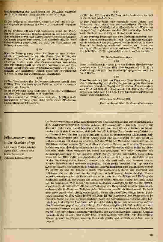 Vorschauseite 3: Ausbildungs-und Prüfungsordnung für Krankenschwestern, Krankenpfleger und Kinderkrankenschwestern vom 2. August 1966