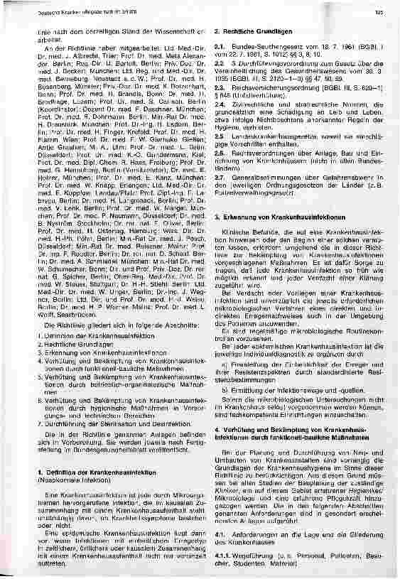 Vorschauseite 2: Richtlinien für die Erkennung, Verhütung und Bekämpfung von Krankenhausinfektionen