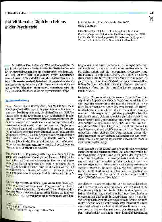 Vorschauseite 1: Aktivitäten des täglichen Lebens in der Psychiatrie