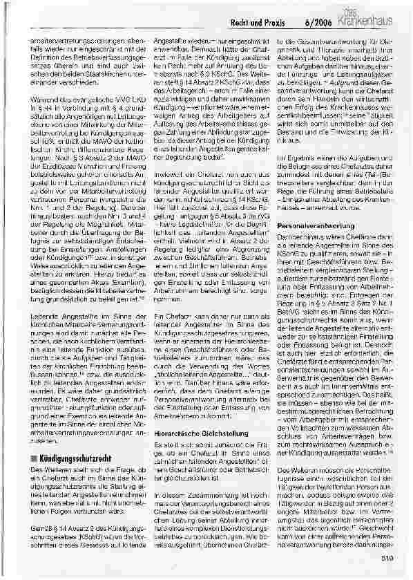 Vorschauseite 3: Recht und Praxis - Chefarzt als leitender Angestellter