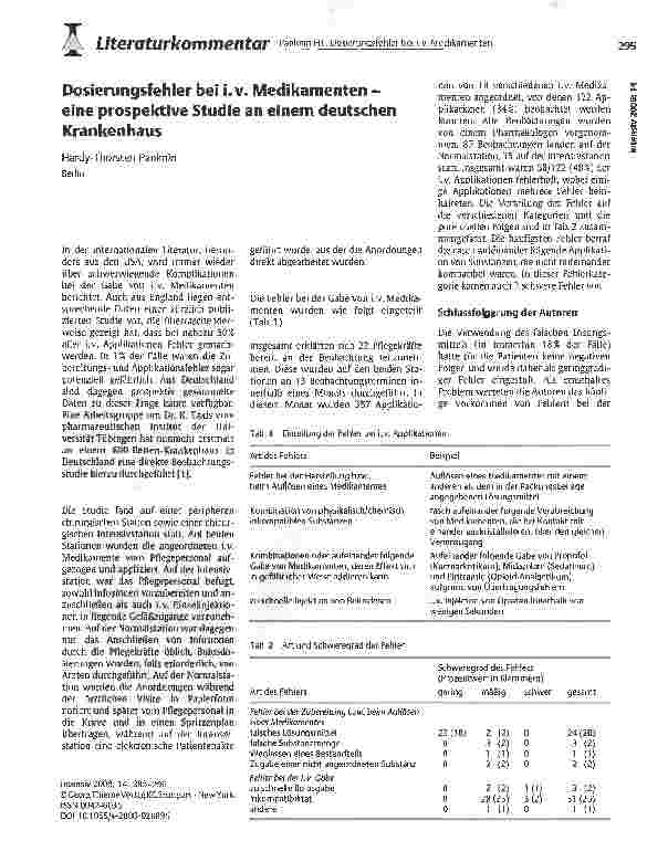 Vorschauseite 1: Dosierungsfehler bei i. v. Medikamenteneine prosperktive Studie an einem deutschen Krankenhaus