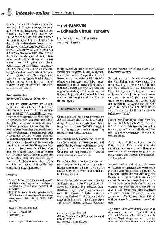 Vorschauseite 2: Dosierungsfehler bei i. v. Medikamenteneine prosperktive Studie an einem deutschen Krankenhaus