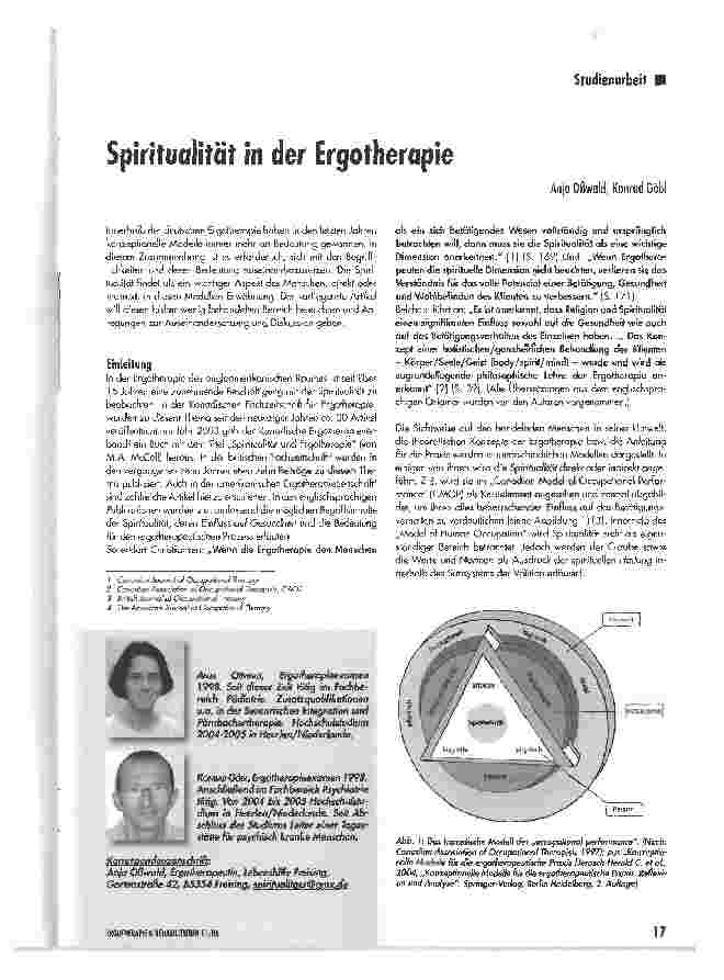Vorschauseite 1: Spiritualität in der Ergotherapie