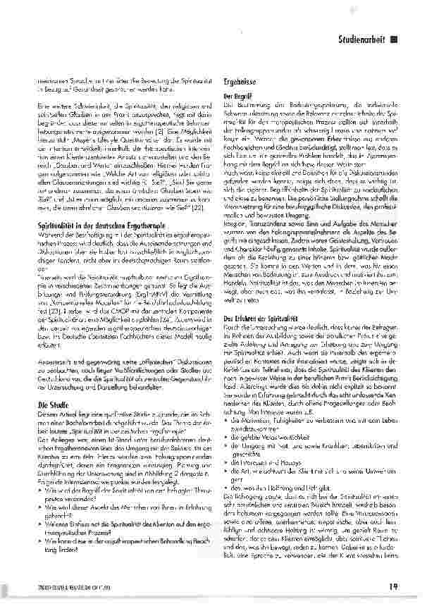 Vorschauseite 3: Spiritualität in der Ergotherapie