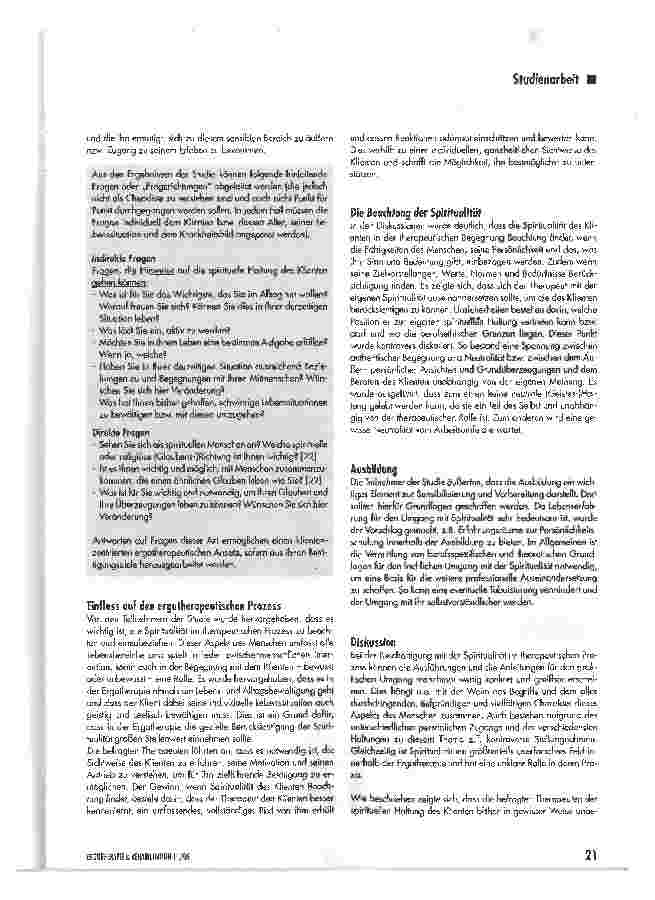 Vorschauseite 5: Spiritualität in der Ergotherapie