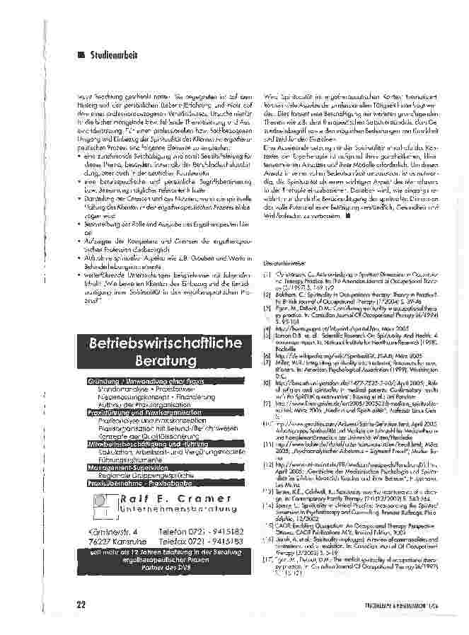 Vorschauseite 6: Spiritualität in der Ergotherapie