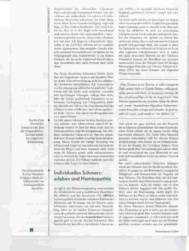Vorschauseite 5: Wenn der Schmerz ein Eigenleben führt Chronische Schmerzen homöopathisch begleiten