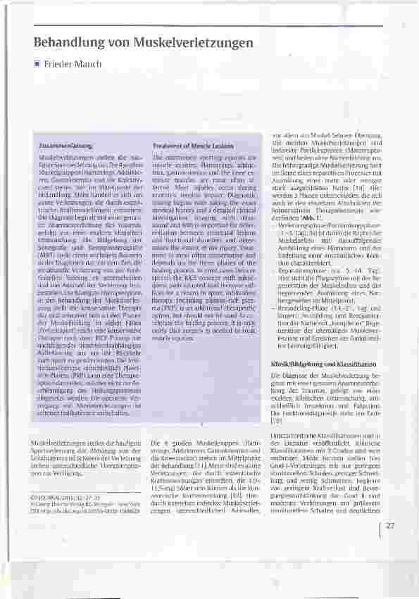 Vorschauseite 1: Behandlung von Muskelverletzungen