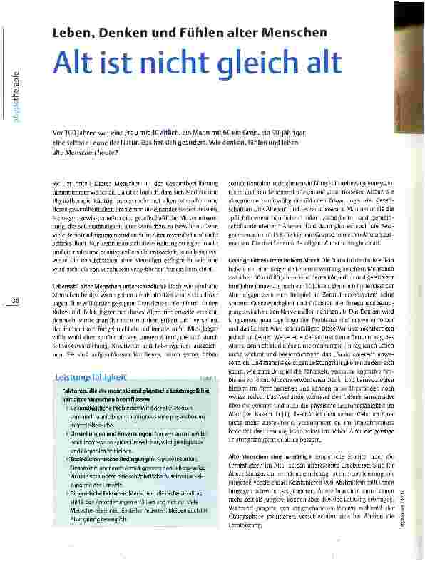 Vorschauseite 1: Leben, Denken und Fühlen alter MenschenAlt ist nicht gleich alt