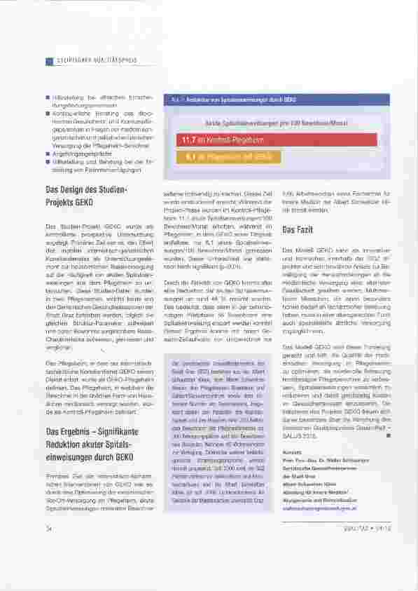 Vorschauseite 3: SALUS-Preisträger 2012: GEKO der Geriatrische Konsiliardienst