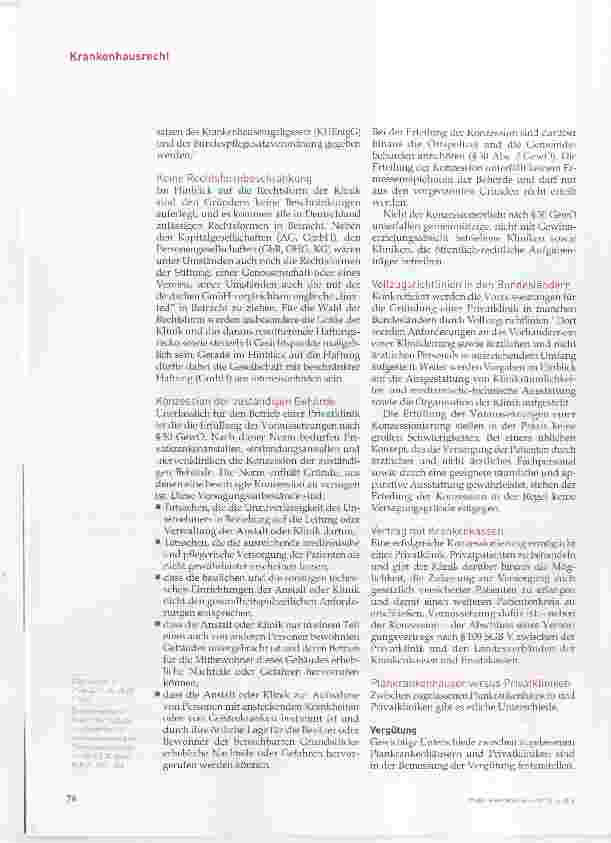 Vorschauseite 2: Grundsätze der Gründung und des Betriebs einer Privatklinik
