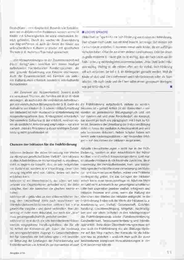 Vorschauseite 2: Inklusion in der Frühförderung