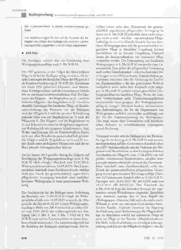 Vorschauseite 2: Zur Gewährung eines Wohngruppenzuschlags nach § 38a SCB XI