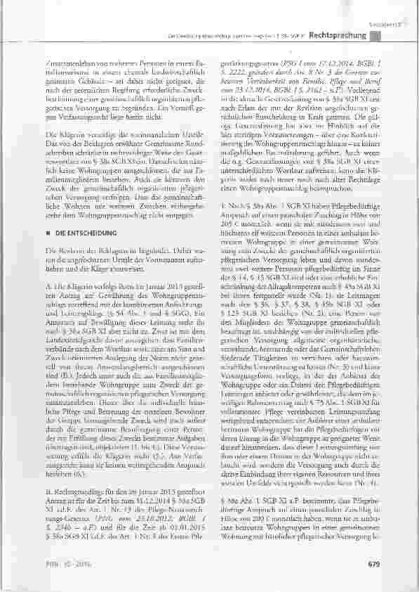 Vorschauseite 3: Zur Gewährung eines Wohngruppenzuschlags nach § 38a SCB XI