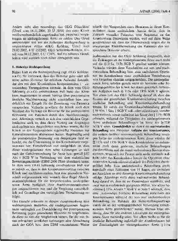 Vorschauseite 2: Pauschalentgelte von Krankenhäusern an niedergelassene Ärzte - zulässige Zuweiserbindung oder berufsrechtswidrige Provision?