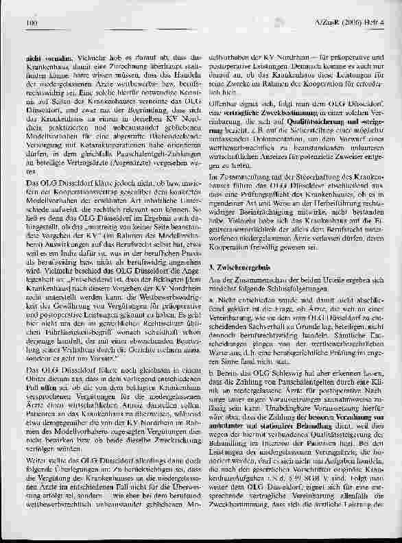 Vorschauseite 4: Pauschalentgelte von Krankenhäusern an niedergelassene Ärzte - zulässige Zuweiserbindung oder berufsrechtswidrige Provision?
