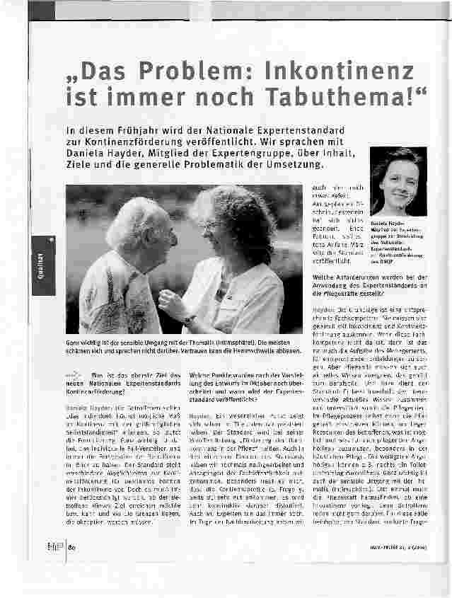 Vorschauseite 1: Das Problem:Inkontinenz ist immer noch einTabuthema!