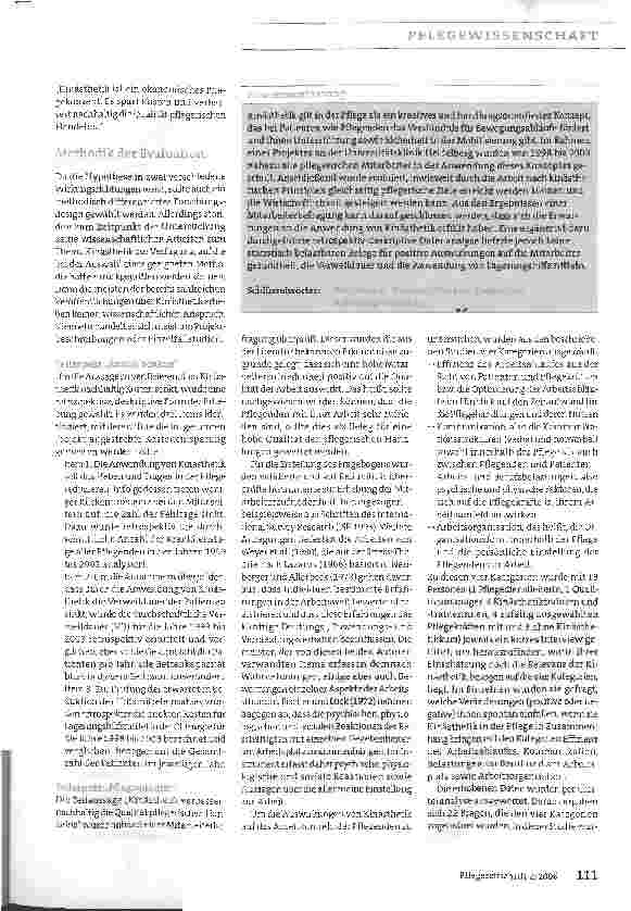 Vorschauseite 2: Kinästhetik - ein ökonomisches Pflegekonzept? Mitarbeiter bewerten die Einführung positiv