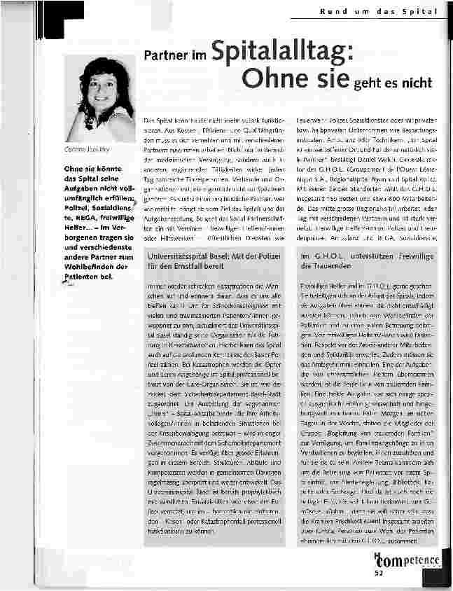 Vorschauseite 1: Partner im Spitalalltag: ohne sie geht es nicht