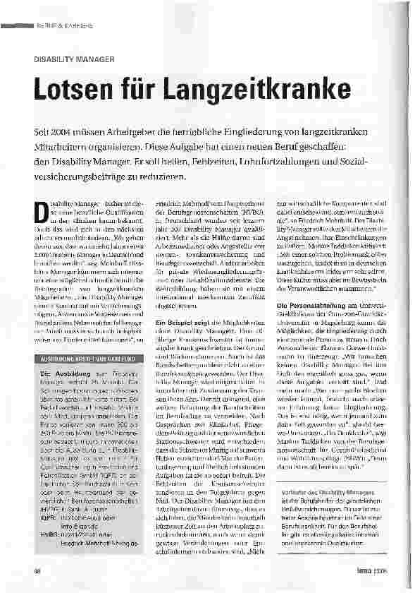 Vorschauseite 1: Lotsen für Langzeitkranke