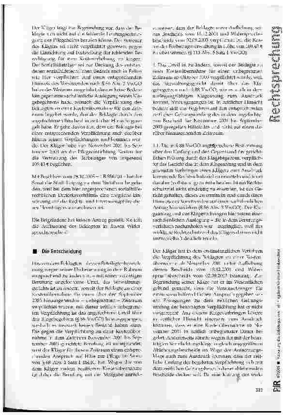 Vorschauseite 3: Verwaltung des Barbetrages durch ein Pflegeheim für einen Heimbewohner - Verpflichtung zur Gewährleistung des Bedarfsdeckungsgrundsatzes durch den Sozialhilfeträger