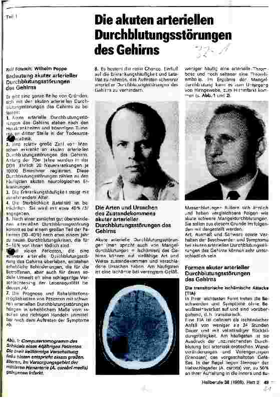 Vorschauseite 1: Die akuten arteriellen Durchblutungsstörungen des Gehirns