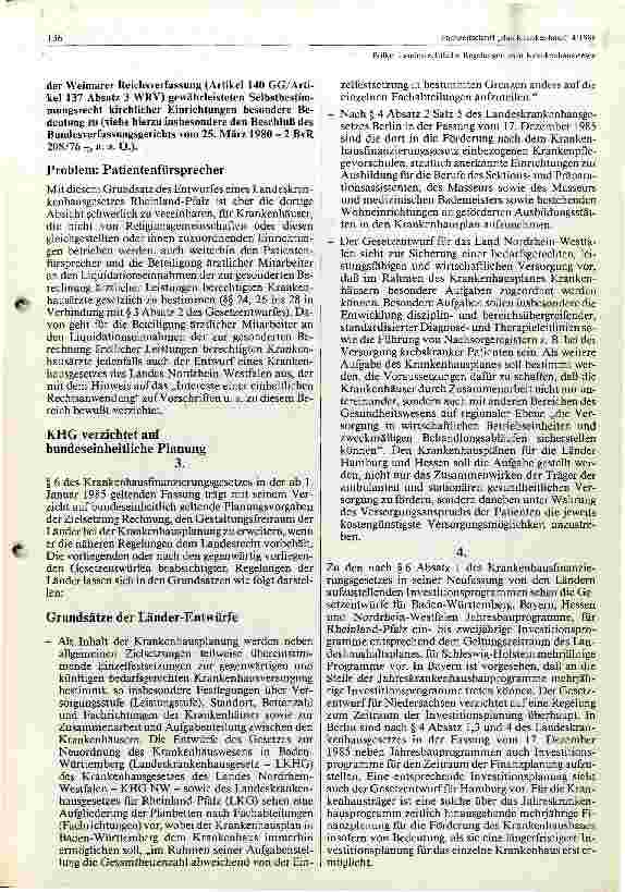 Vorschauseite 4: Landesrechtliche Regelungen zum Krankenhauswesen