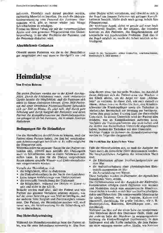 Vorschauseite 1: Heimdialyse