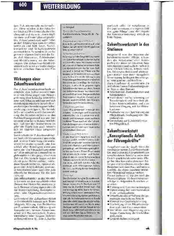 Vorschauseite 2: Im Lernlaboratorium wird die Anpassung an veränderungen geübt Zukunftswerkstatt in der Altenhilfe