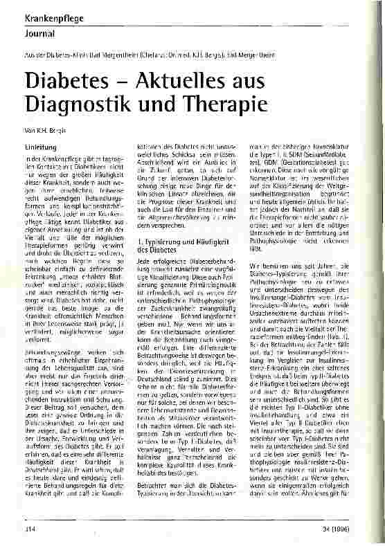Vorschauseite 1: Diabetes - Aktuelles aus Diagnostik und Therapie