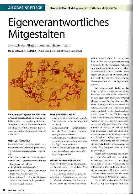 Vorschauseite 1: Eigenverantwortliches MitgestaltenDie Rolle der Pflege im interdisziplinären Team