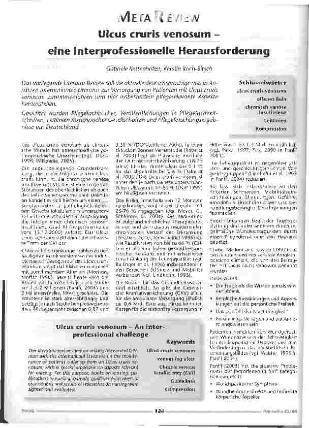 Vorschauseite 1: Ulcus cruris venosum - eine interprofessionelle Herausforderung