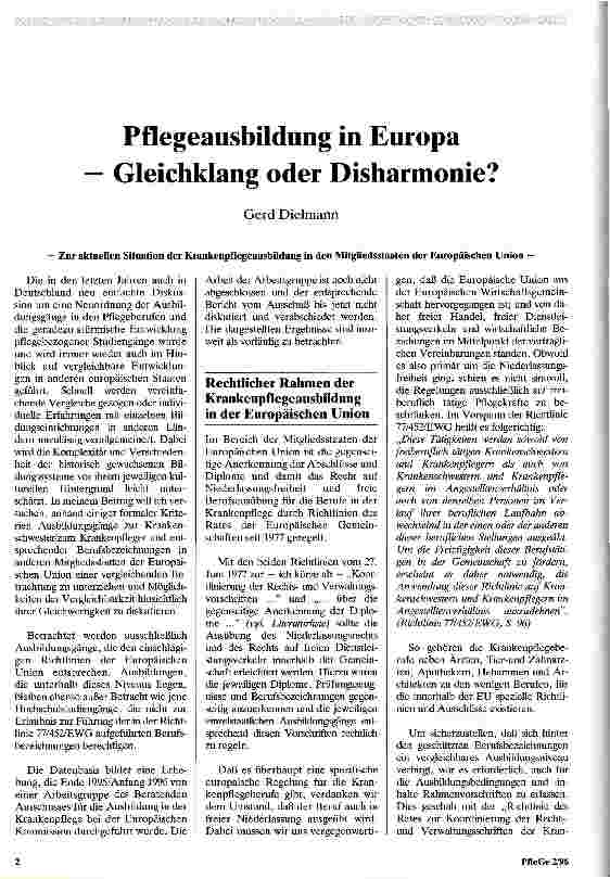 Vorschauseite 1: Pflegeausbildung in Europa - Gleichklang oder Disharmonie?