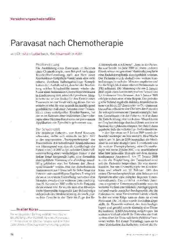 Vorschauseite 1: Paravasat nach Chemotherapie