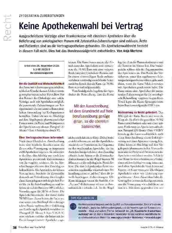 Vorschauseite 1: Keine Apothekenwahl bei Vertrag