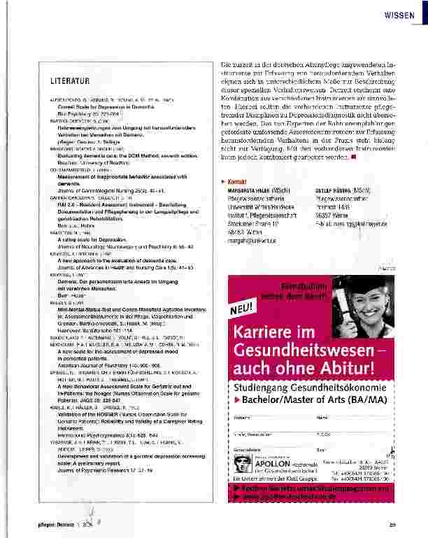 Vorschauseite 4: Assessmentinstrumente zur Erfassung depressiver Symptome