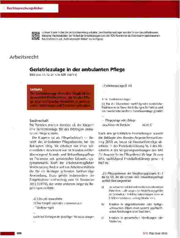 Vorschauseite 1: Geriatriezulage in der ambulanten Pflege