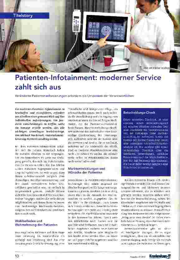 Vorschauseite 1: Patienten-Infotainment: moderner Service zahlt sich aus