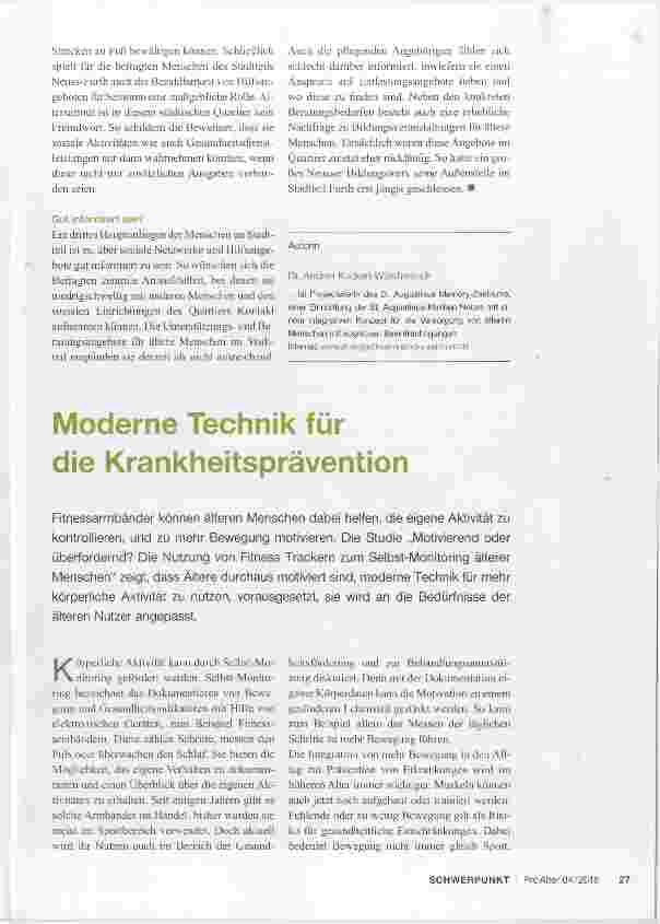 Vorschauseite 1: Moderne Technik für die Krankheitsprävention