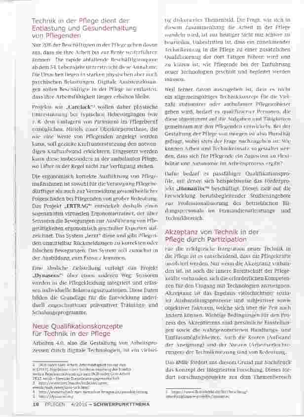 Vorschauseite 2: VON EINZELNEN PFLEGETECHNOLOGIEN ZU TECHNOLOGISCHEN GESAMTKONZEPTEN FÜR DIE PFLEGE