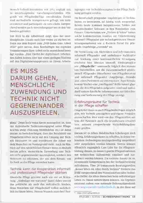 Vorschauseite 3: VON EINZELNEN PFLEGETECHNOLOGIEN ZU TECHNOLOGISCHEN GESAMTKONZEPTEN FÜR DIE PFLEGE