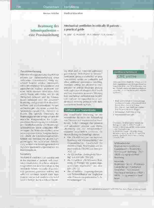 Vorschauseite 1: Beatmung des Intensivpatienten eine Praxisanleitung