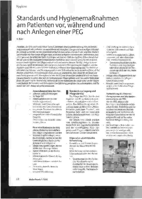Vorschauseite 1: Standards und Hygienemaßnahmen am Patienten vor, während und nach Anlegen einer PEG