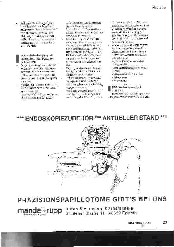 Vorschauseite 4: Standards und Hygienemaßnahmen am Patienten vor, während und nach Anlegen einer PEG