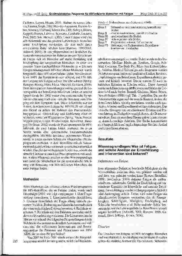 Vorschauseite 2: Ein auf Evidenz basierendes Praxisprogramm zur pflegerischen Betreuung HlV-infizierter Menschen mit Fatigue