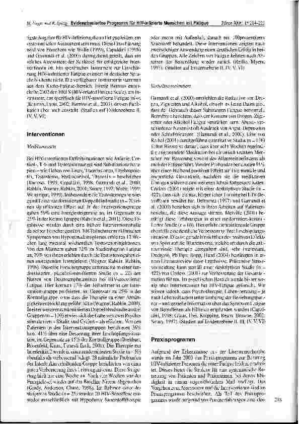 Vorschauseite 5: Ein auf Evidenz basierendes Praxisprogramm zur pflegerischen Betreuung HlV-infizierter Menschen mit Fatigue
