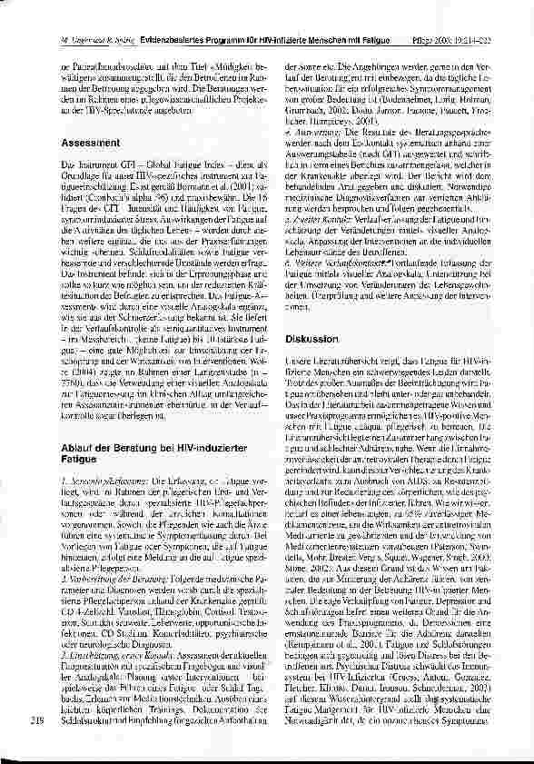 Vorschauseite 6: Ein auf Evidenz basierendes Praxisprogramm zur pflegerischen Betreuung HlV-infizierter Menschen mit Fatigue