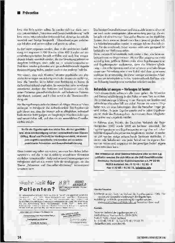 Vorschauseite 4: Prävention und Gesundheitsförderung in der Ergotherapie