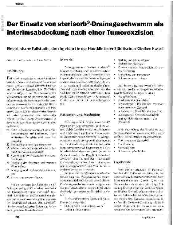Vorschauseite 1: Der Einsatz von sterisorb Drainageschwamm als Interimsabdeckung nach einer Tumorexzision
