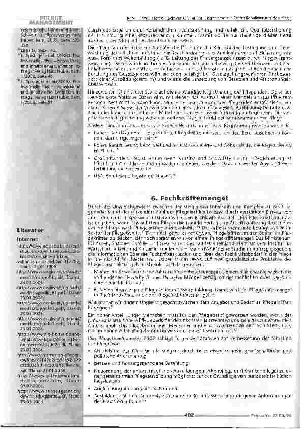 Vorschauseite 5: Eine Stellungnahme zur Professionalisierung der Pflege